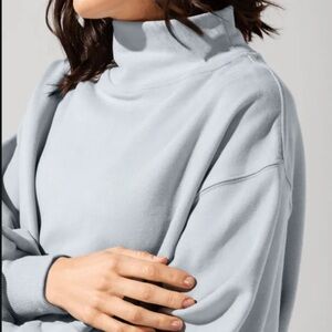 POPFLEX Ooey Gooey Mockneck Sweatshirt with Pockets - Bookworm Blue
L/XL